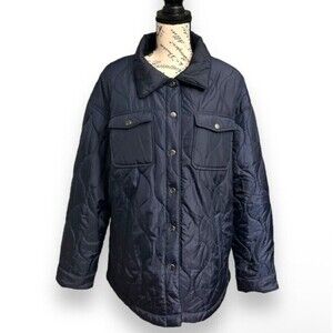 Ci Sono XL Navy Quilted Puffer Jacket Snap Front Pockets Warm Winter Streetwear